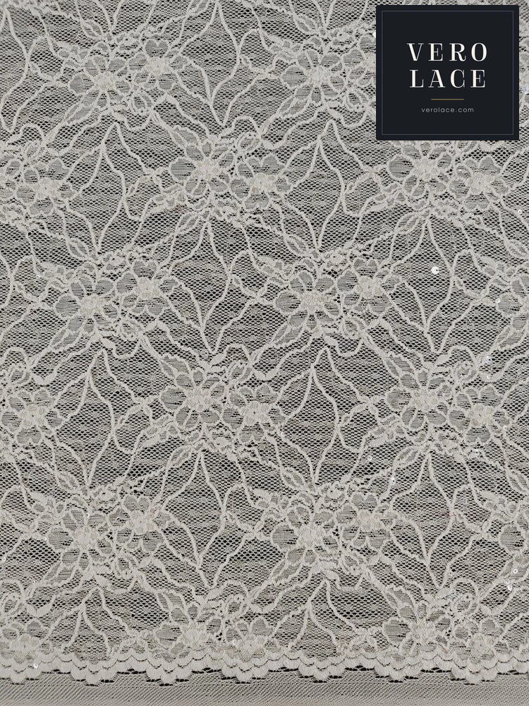 Chenille Lace, Scalloped Edge KAM Large & Small Sequin — VL-CH-0037
