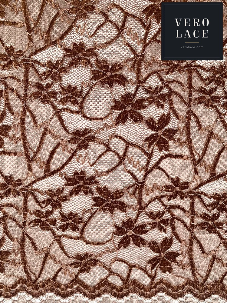 Chenille lace embroidered on a copper ground