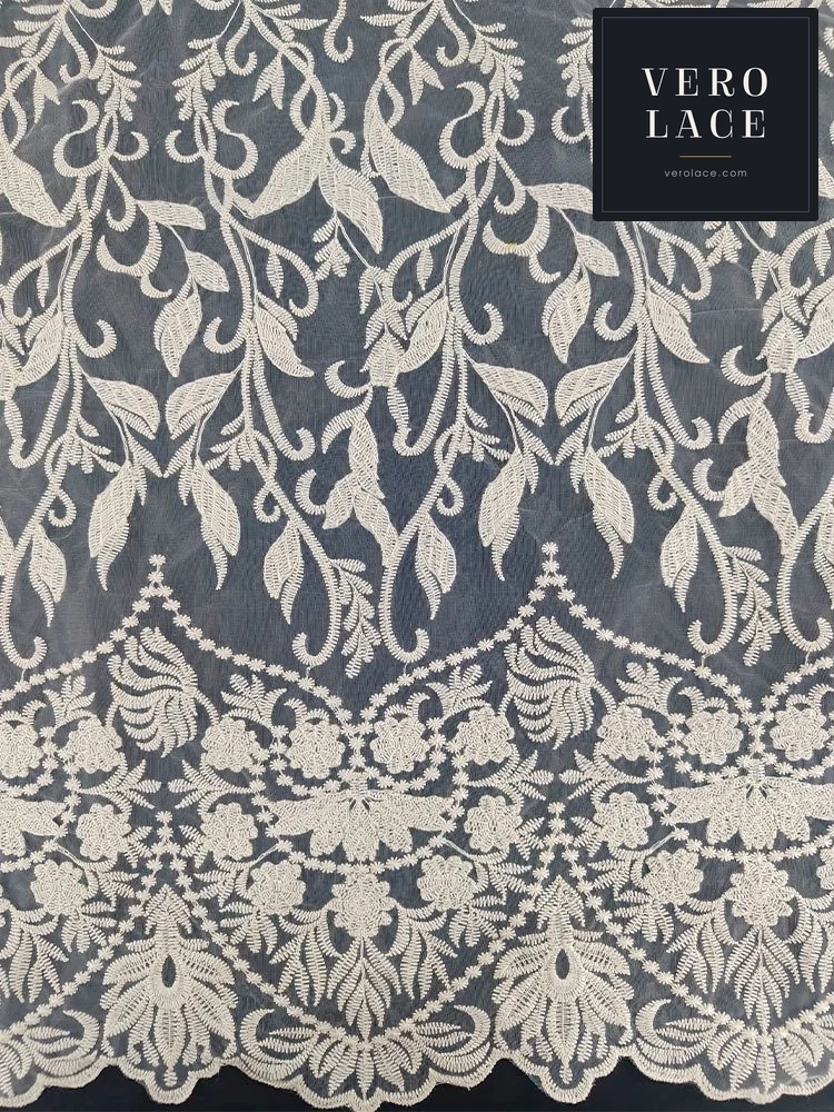 Embroidered Fabric, Cotton Thread Organza — VL-EM-0028