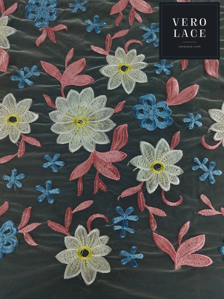 Embroidered Fabric, Multicolour — VL-EM-0157