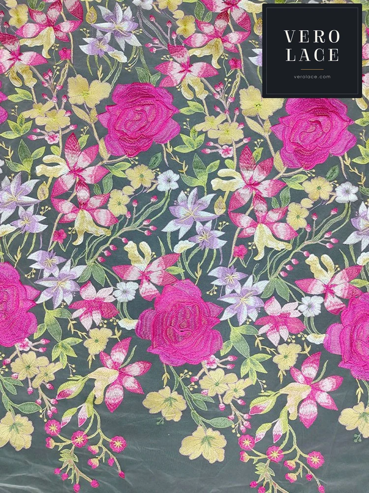 Embroidered Fabric, Multicolour — VL-EM-0164