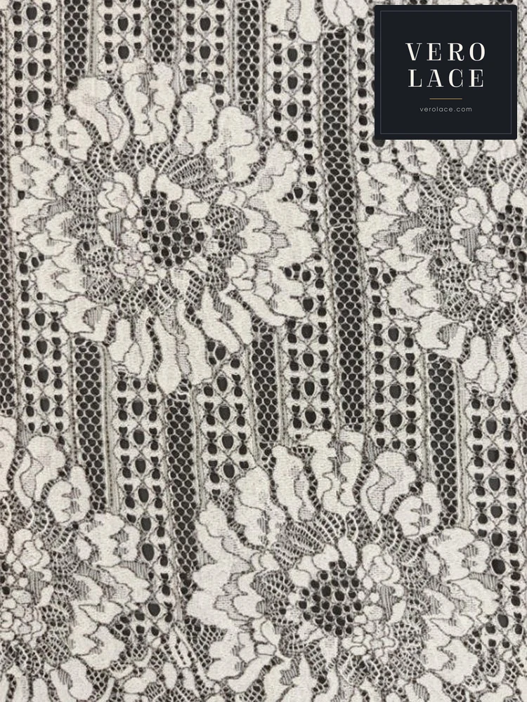 Eyelash Lace, Black Mesh Large Motif — VL-EL-0032