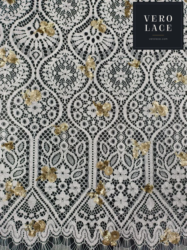 Eyelash Lace, Yellow Sequin — VL-EL-0055
