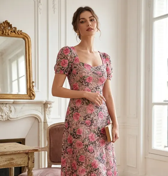Dress styled in printed lace (styling reference)