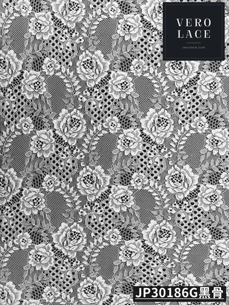 Nylon-Cotton Lace, Black Corded — VL-NC-0047