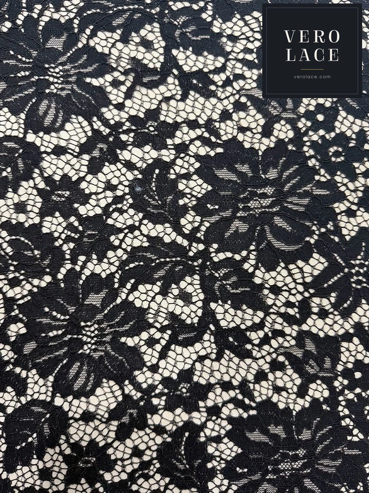 Nylon-Cotton Lace, Bonded Premium Scuba Space Layer — VL-NC-0162