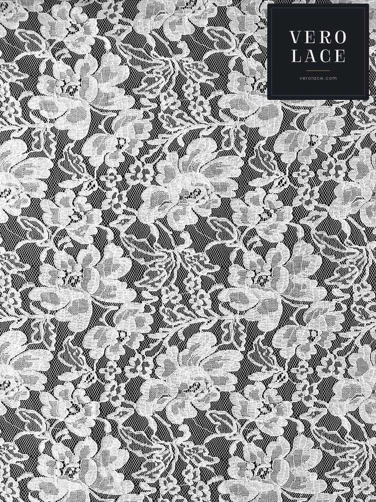 Nylon-Cotton Lace, Lotus Floral — VL-NC-0035
