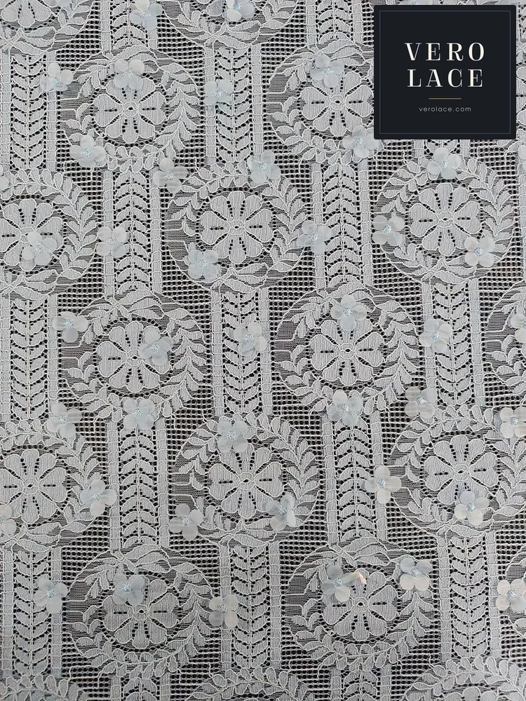 Nylon-Cotton Lace, Studded Floral — VL-NC-0081