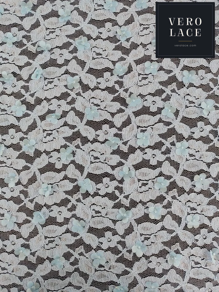 Nylon-Cotton Lace, Studded Floral — VL-NC-0239