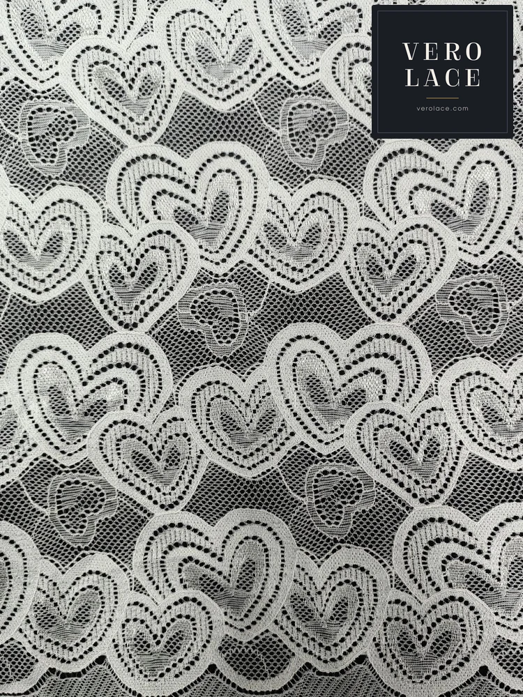Nylon-Spandex Stretch Lace, Heart Motif KAM Scalloped Edge — VL-NS-0129