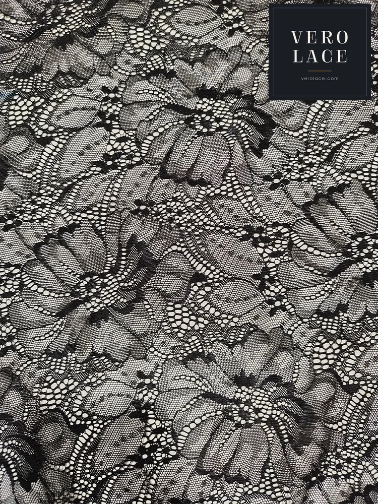 Nylon-spandex stretch lace, heavy floral