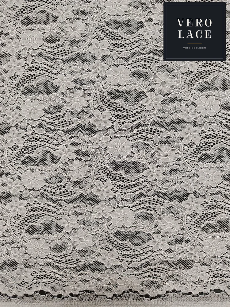 Nylon-Spandex Stretch Lace, Small Motif Large Scalloped Edge — VL-NS-0196