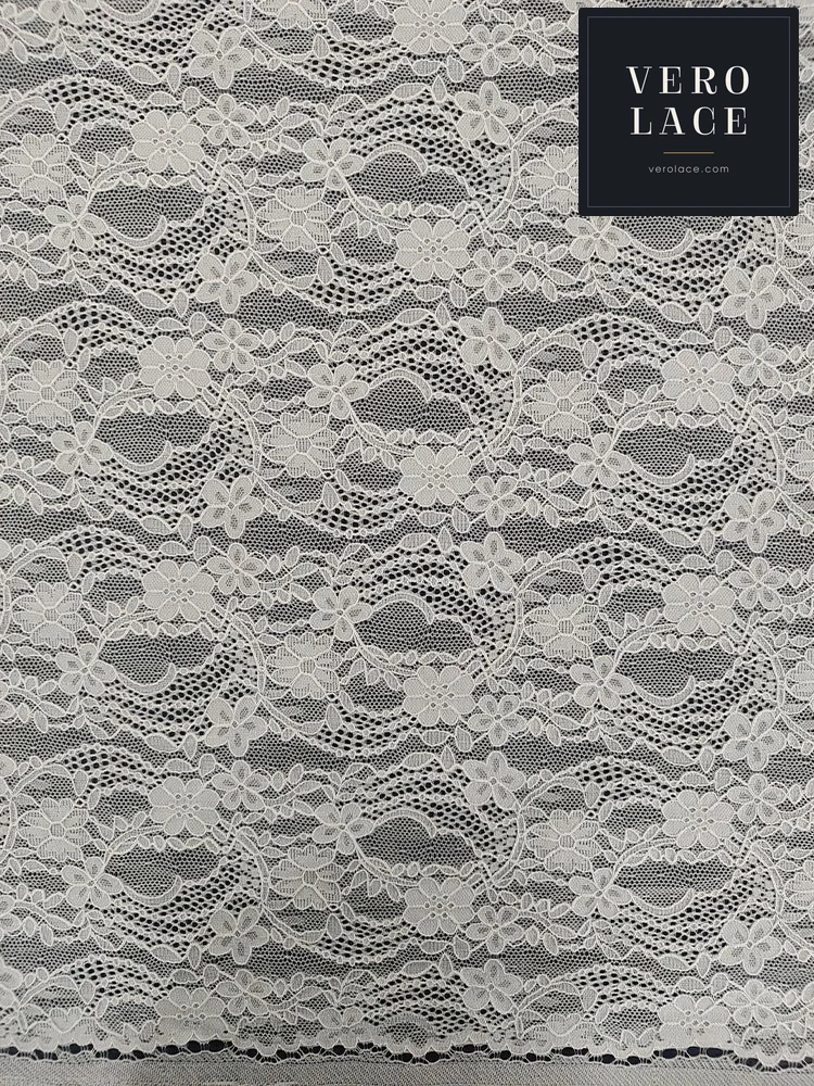 Nylon-Spandex Stretch Lace, Small Motif Scalloped Edge — VL-NS-0195