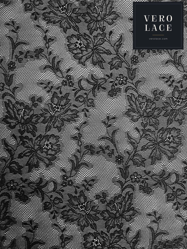 Black floral stretch lace