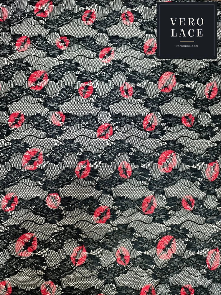 Printed Lace, Lips Scalloped Edge — VL-PR-0007