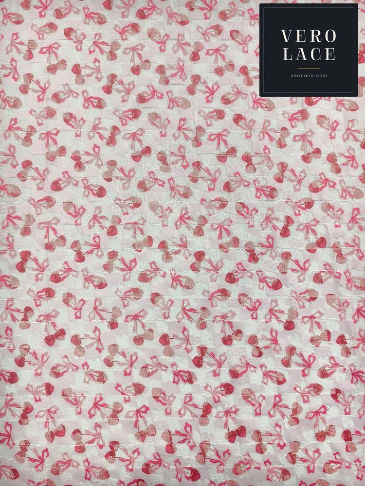 Printed Lace, Poly-Spandex Cherry — VL-PR-0012