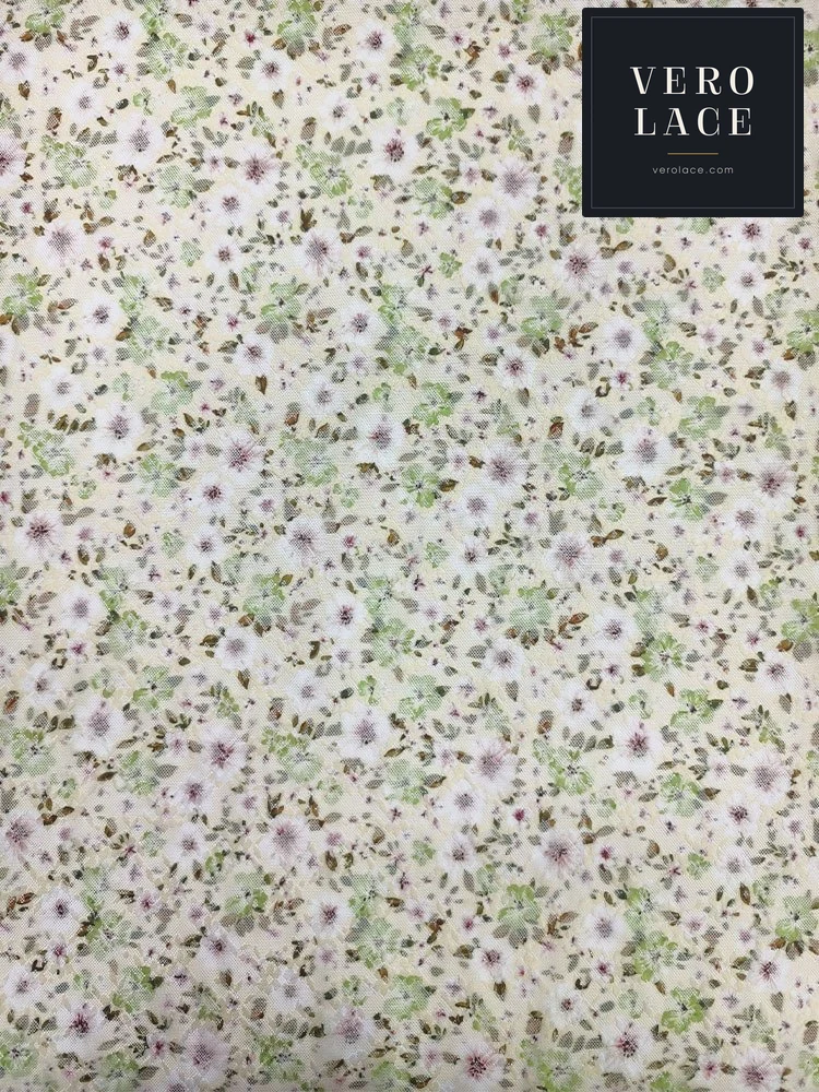 Printed Lace, Poly-Spandex Ditsy Floral — VL-PR-0026