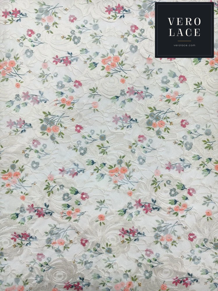 Printed Lace, Poly-Spandex Ditsy Floral — VL-PR-0047
