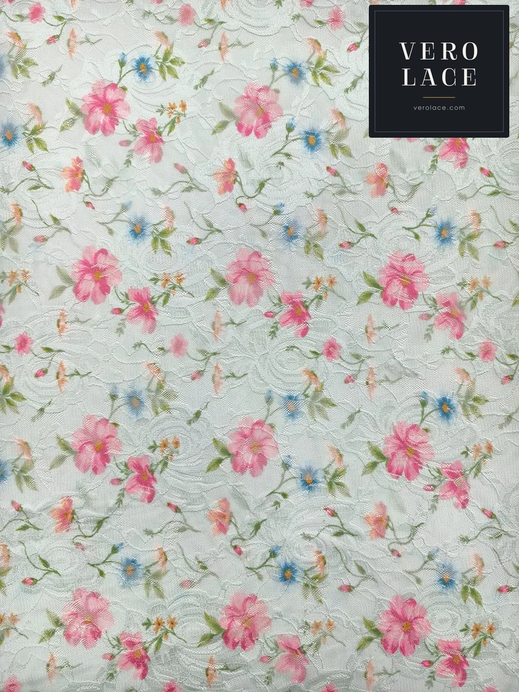 Printed Lace, Poly-Spandex Ditsy Floral — VL-PR-0052