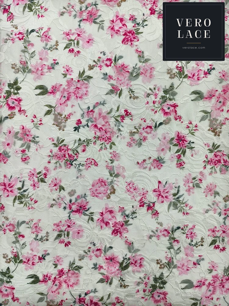 Printed Lace, Poly-Spandex Ditsy Floral — VL-PR-0055