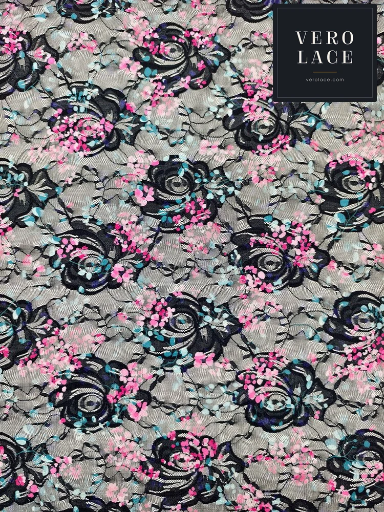 Printed Lace, Poly-Spandex Ditsy Floral — VL-PR-0058