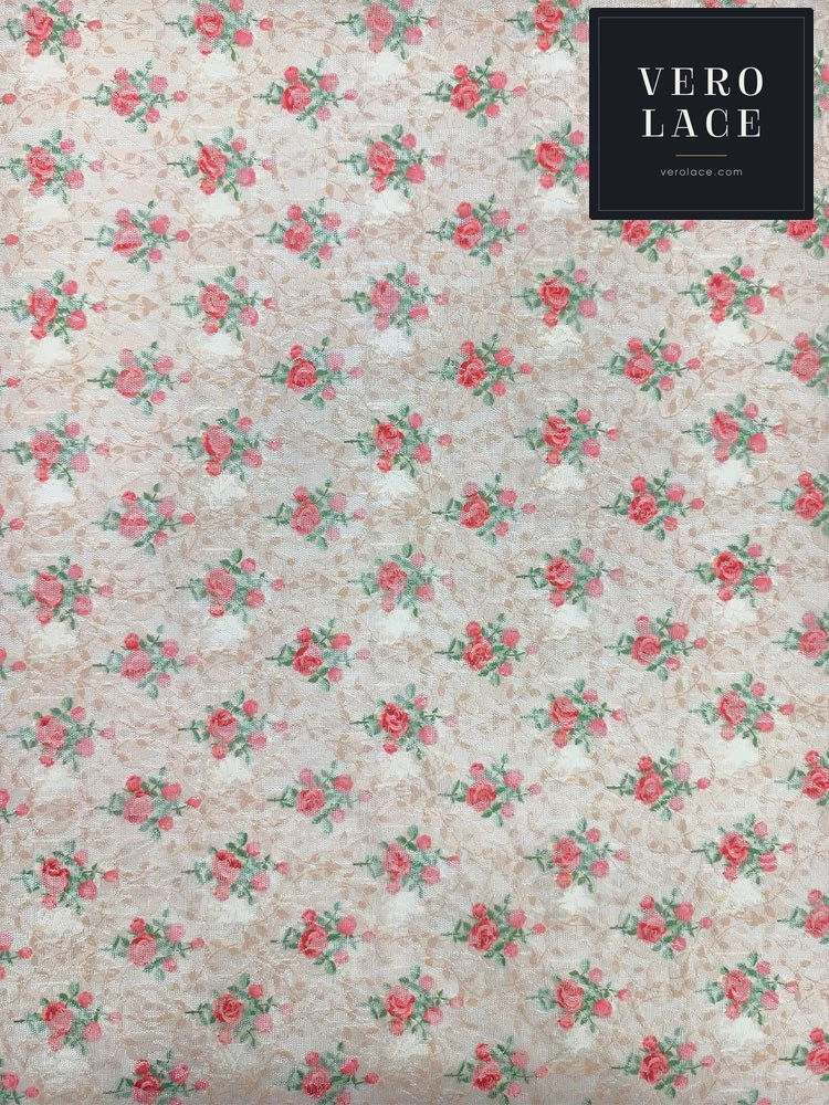 Printed Lace, Poly-Spandex Ditsy Floral — VL-PR-0065