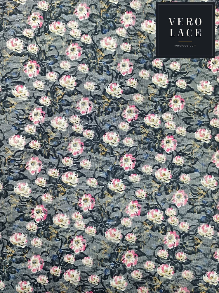 Printed Lace, Poly-Spandex Ditsy Floral — VL-PR-0073