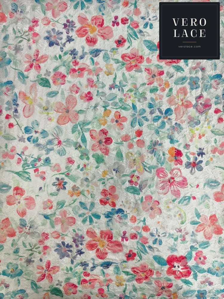 Printed Lace, Poly-Spandex Ditsy Floral — VL-PR-0104