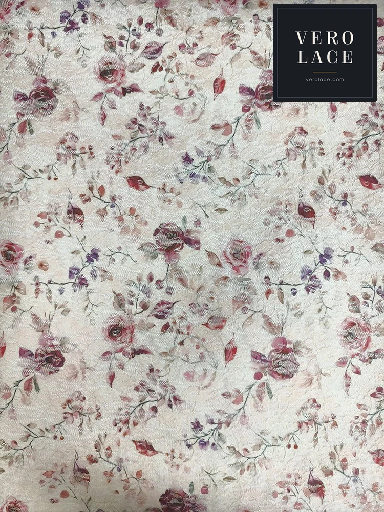 Printed Lace, Poly-Spandex Ditsy Floral — VL-PR-0112