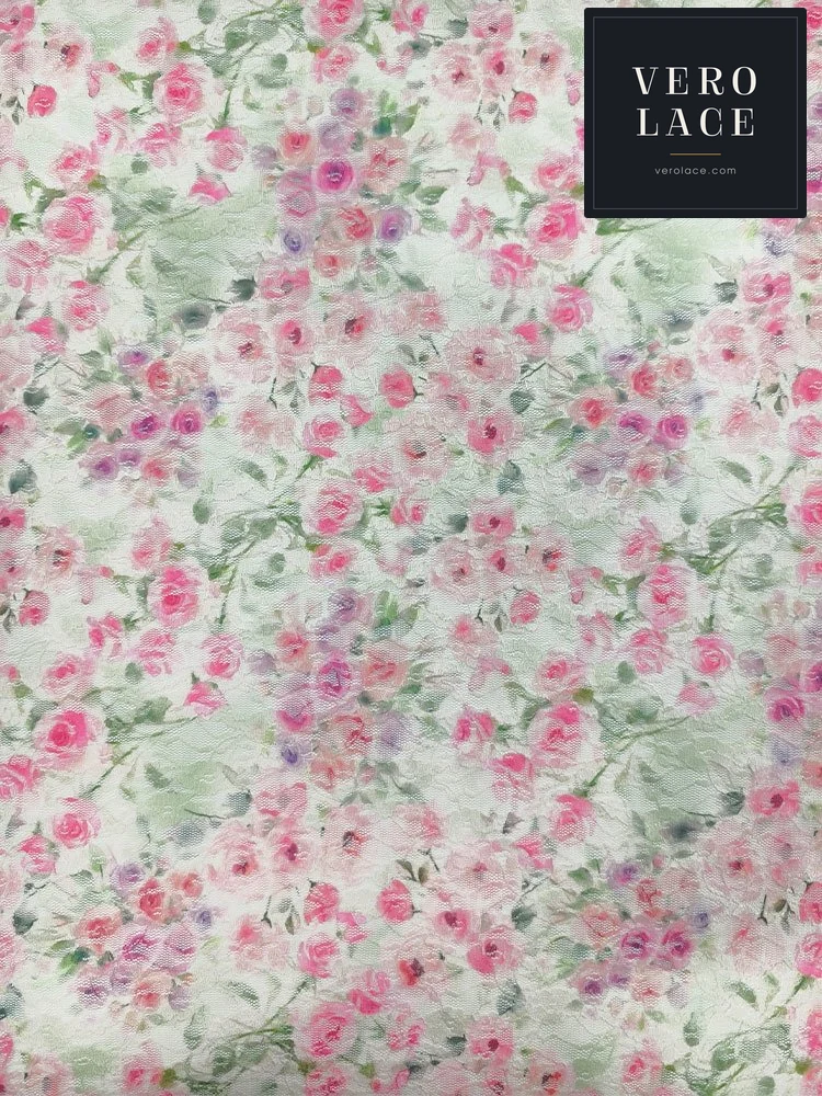 Printed Lace, Poly-Spandex Ditsy Floral — VL-PR-0134