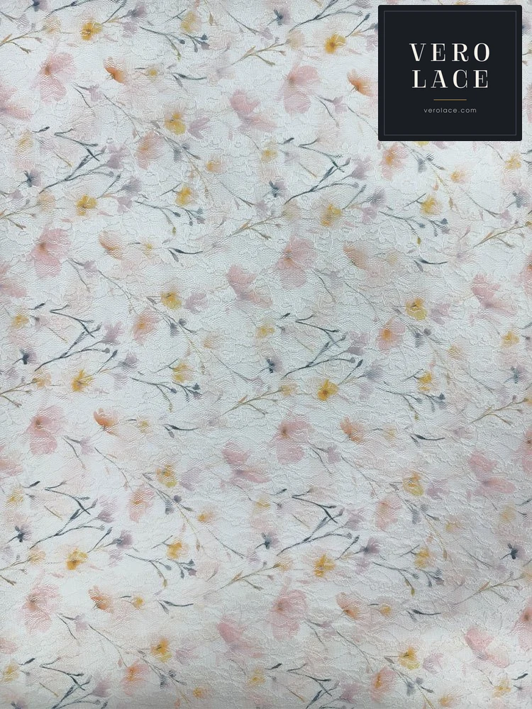Printed Lace, Poly-Spandex Ditsy Floral — VL-PR-0135