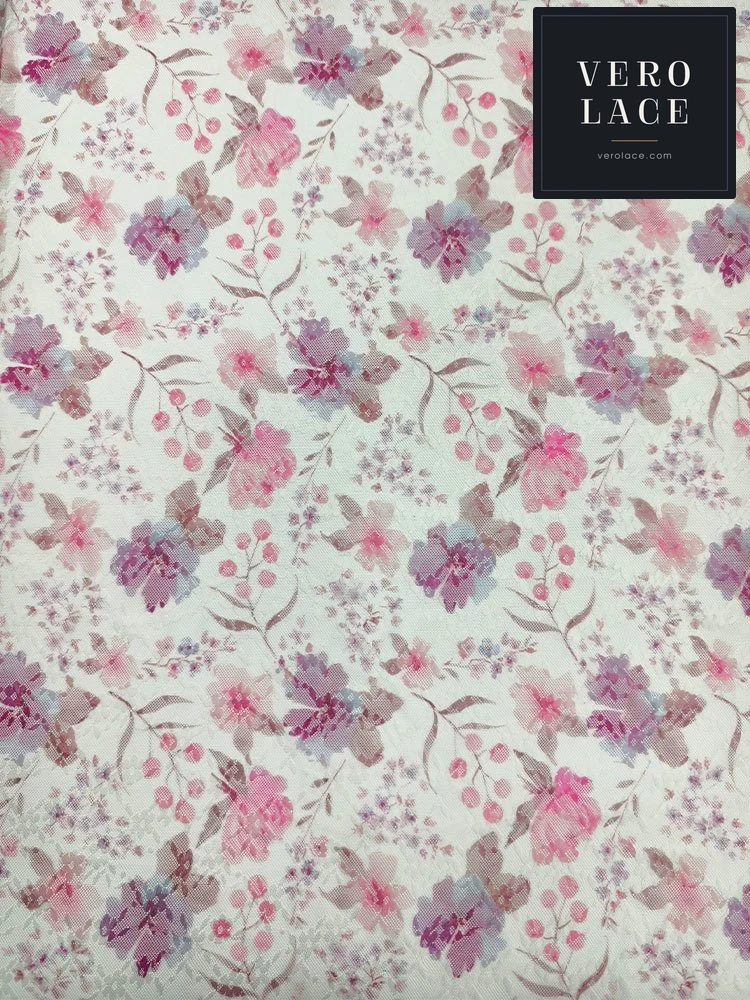 Printed Lace, Poly-Spandex Floral — VL-PR-0031