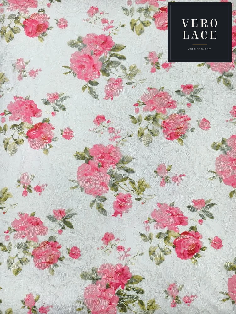 Printed Lace, Poly-Spandex Floral — VL-PR-0042