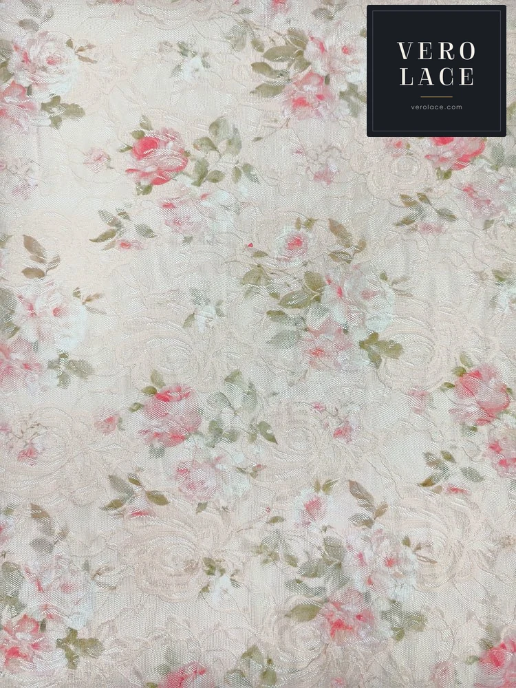 Printed Lace, Poly-Spandex Floral — VL-PR-0043