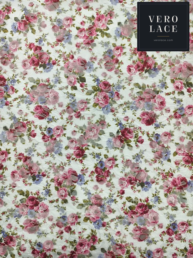 Printed Lace, Poly-Spandex Floral — VL-PR-0045