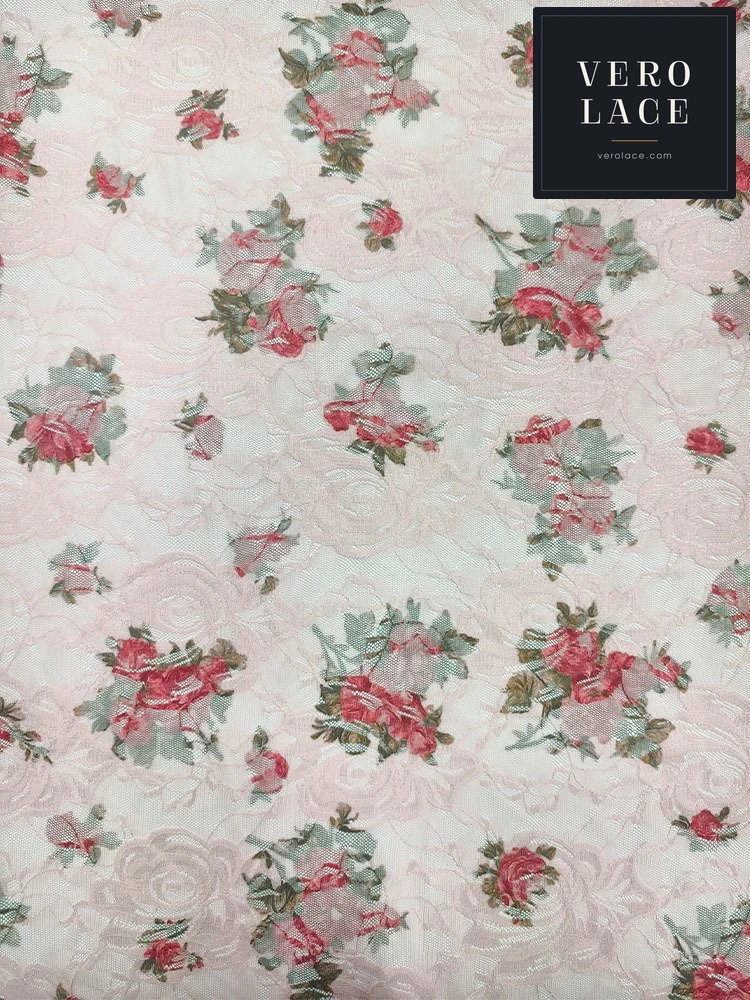 Printed Lace, Poly-Spandex Floral — VL-PR-0046