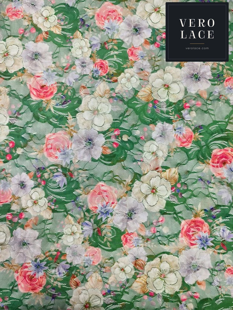 Printed Lace, Poly-Spandex Floral — VL-PR-0050