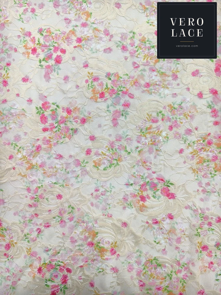 Printed Lace, Poly-Spandex Floral — VL-PR-0053