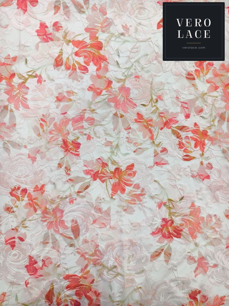 Printed Lace, Poly-Spandex Floral — VL-PR-0063
