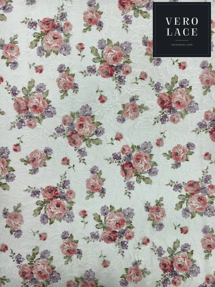 Printed Lace, Poly-Spandex Floral — VL-PR-0064