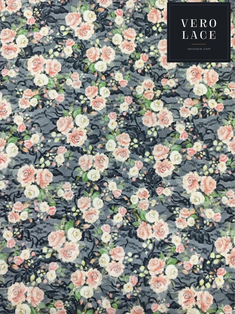 Printed Lace, Poly-Spandex Floral — VL-PR-0067