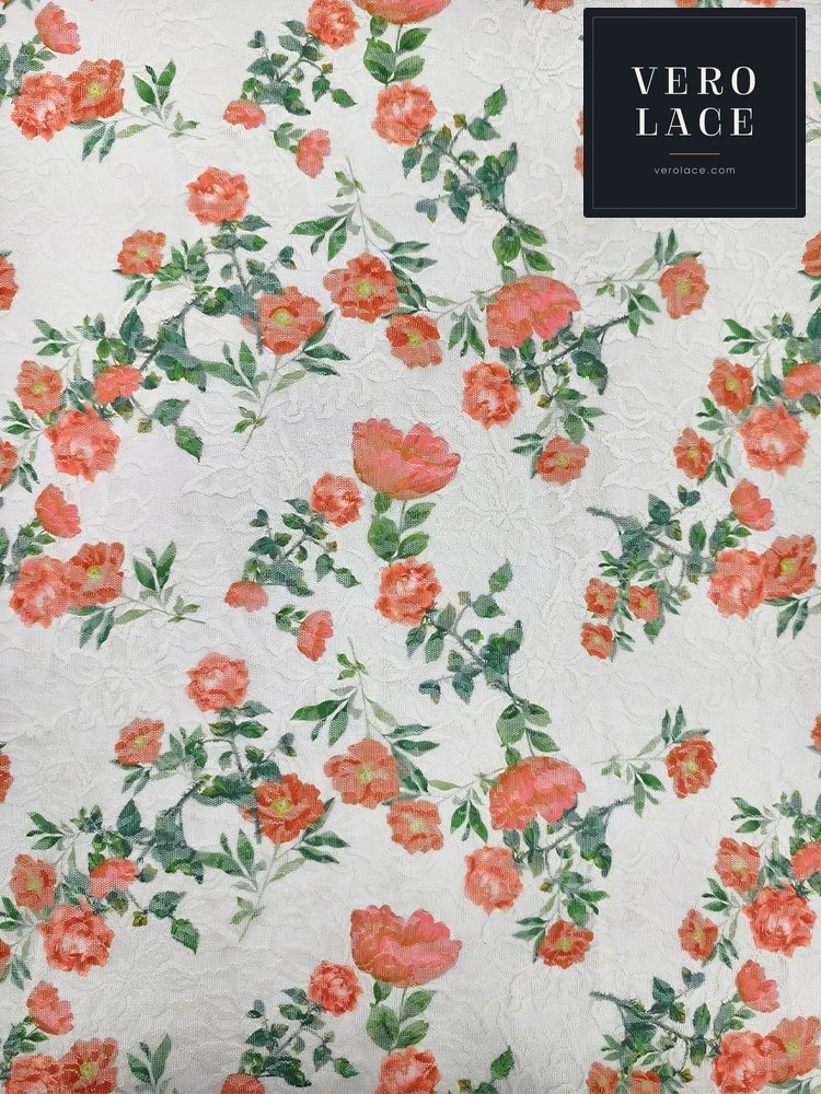 Printed Lace, Poly-Spandex Floral — VL-PR-0075