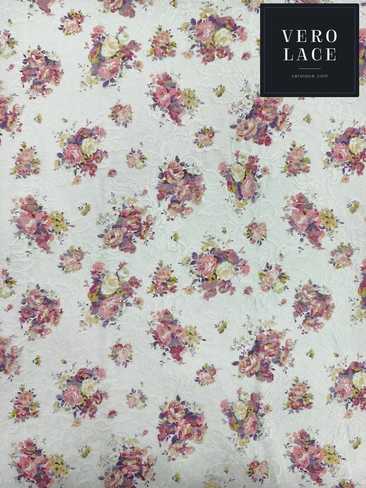 Printed Lace, Poly-Spandex Floral — VL-PR-0077