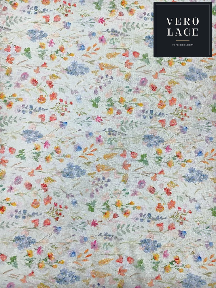 Printed Lace, Poly-Spandex Floral — VL-PR-0089