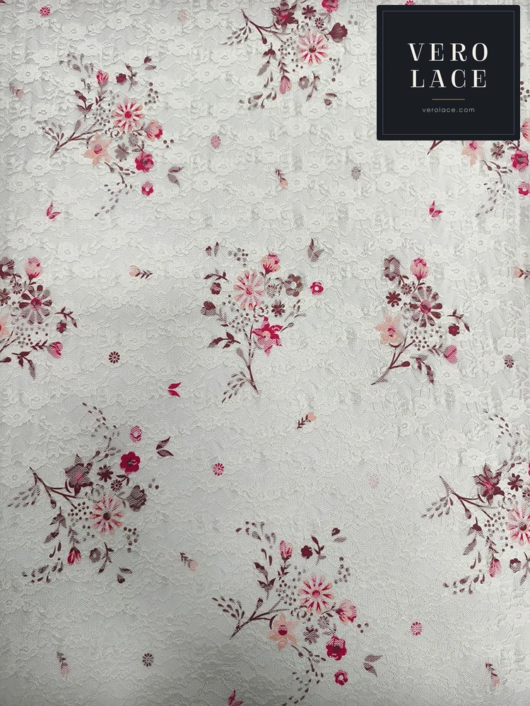Printed Lace, Poly-Spandex Floral — VL-PR-0094