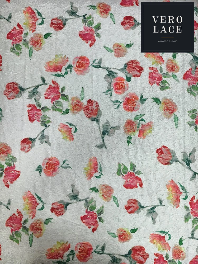 Printed Lace, Poly-Spandex Floral — VL-PR-0103