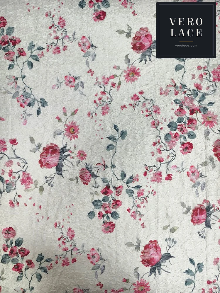 Printed Lace, Poly-Spandex Floral — VL-PR-0111