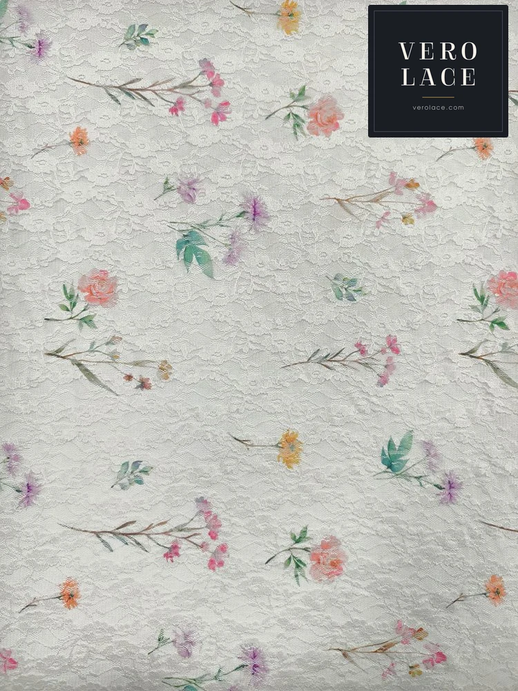 Printed Lace, Poly-Spandex Floral — VL-PR-0118