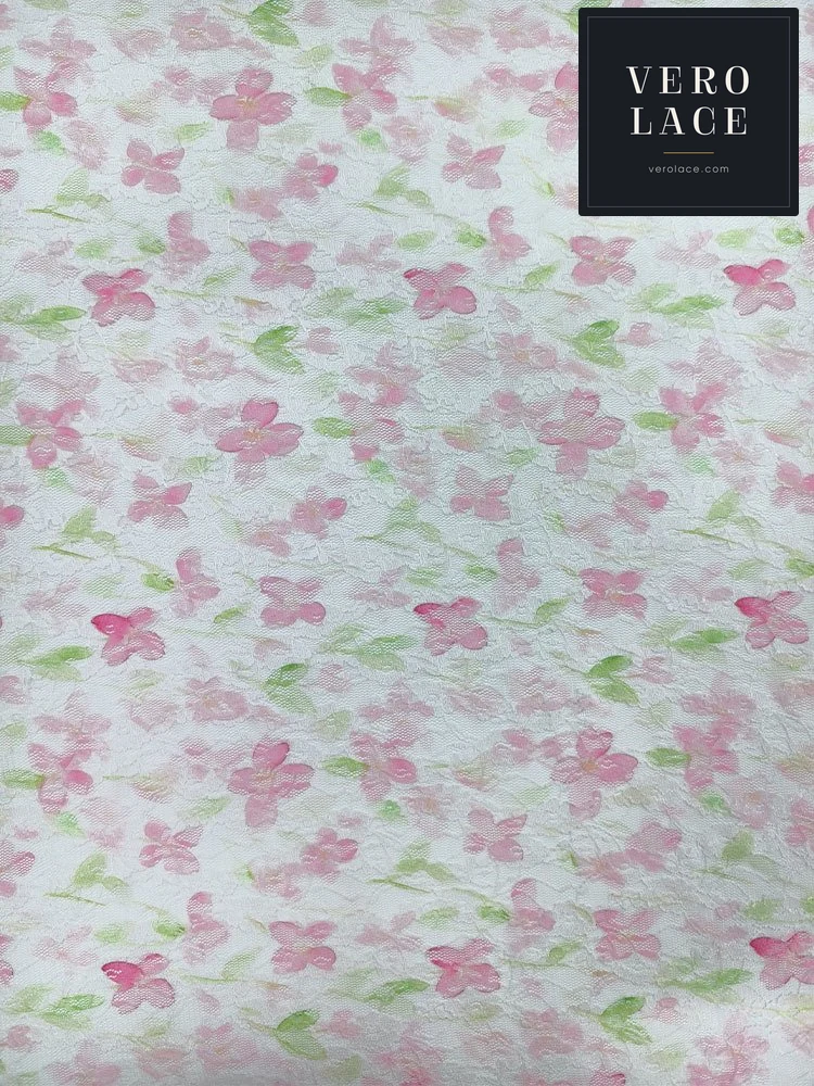 Printed Lace, Poly-Spandex Floral — VL-PR-0127