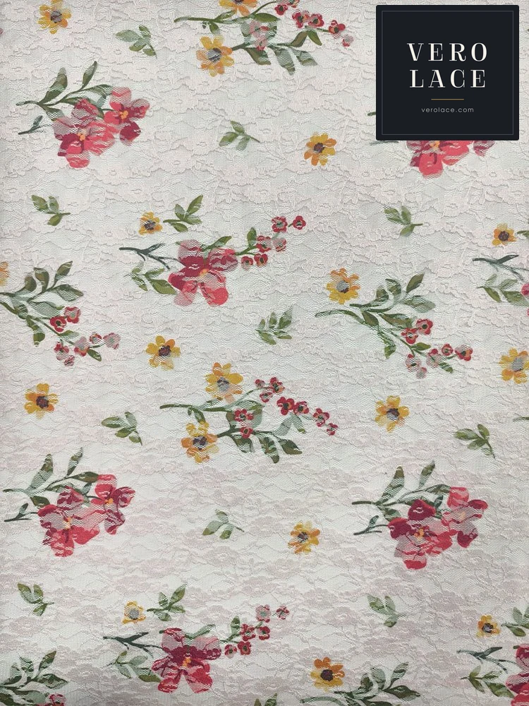 Printed Lace, Poly-Spandex Floral — VL-PR-0130